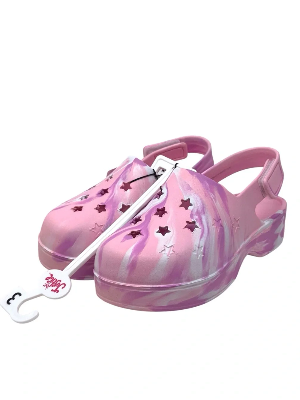 Justice Pink & Purple Tie-Dye Star Clog Sandals girls size US 3 /EU 35 NWT